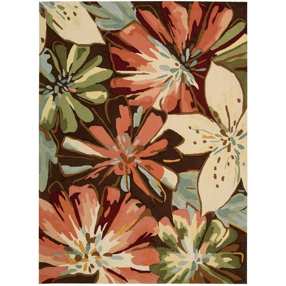 Nourison Fantasy Abstract Floral Multicolor 5' x 7'6" Area Rug, (5' x 8')