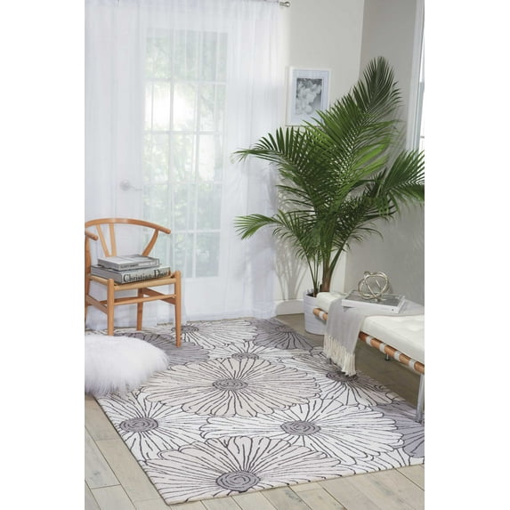 Nourison Fantasy Botanical Ivory/Multicolor 5' x 7'6" Area Rug, (5x8)
