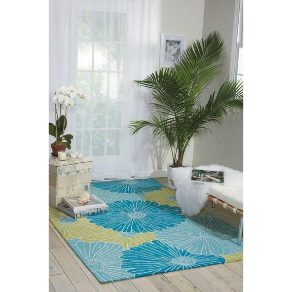 Nourison Fantasy Botanical Seafoam 5' x 7'6" Area Rug, (5x8)