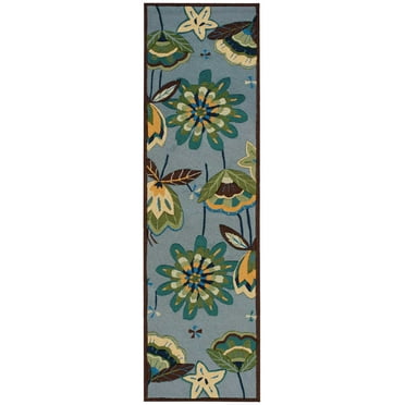 Nourison Fantasy Floral Aqua 2'3" x 8' Area Rug, (2x8)