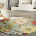 thumbnail image 1 of Nourison Fantasy Floral Aqua 5'6" x ROUND Area Rug, (6 Round), 1 of 9