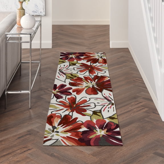 Nourison Fantasy Floral Ivory 2'3" x 8' Area Rug, (2x8)