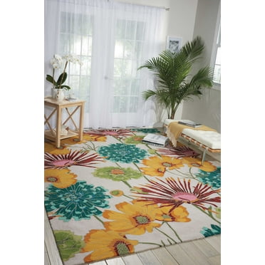 Nourison Fantasy Floral Ivory 5' x 7'6" Area Rug, (5x8)