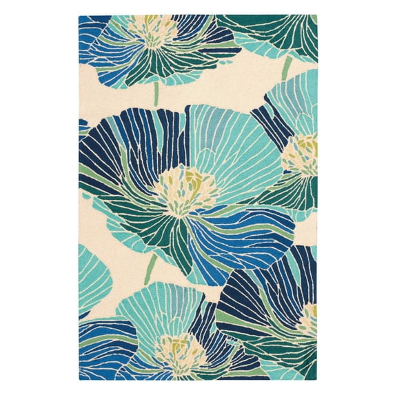 Nourison Fantasy Ivory/Aqua Area Rug FA24 3'6" x 5'6"
