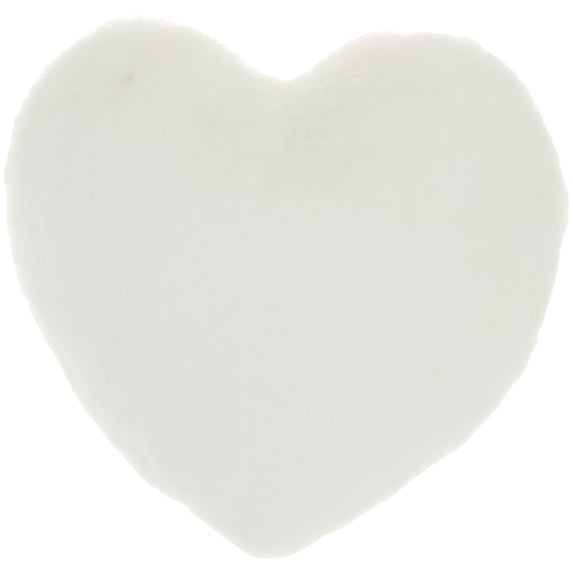 Nourison Faux Fur Fx Rabbit Fur Heart White Decorative Throw Pillow , 18"X18"