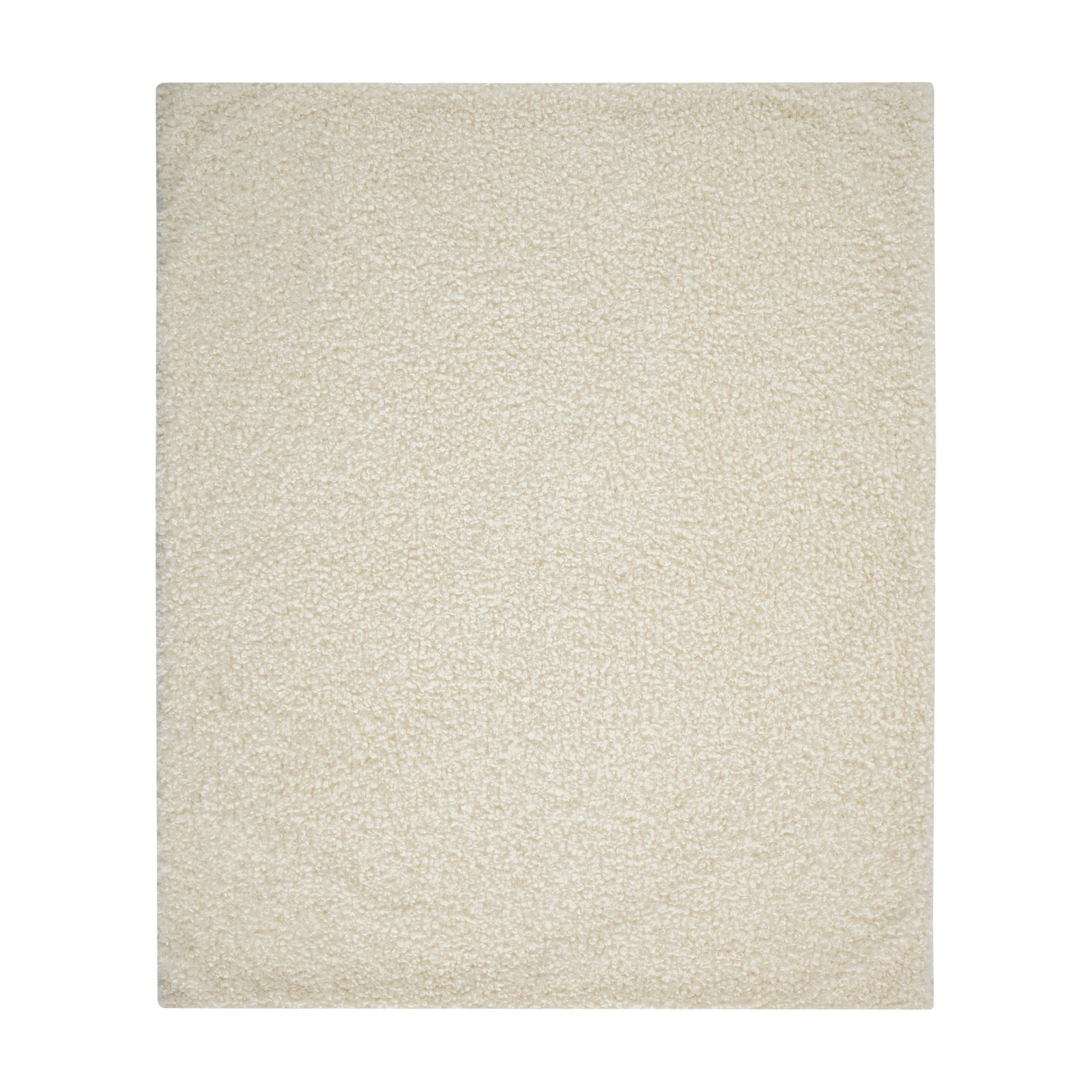 Ivory Curly Faux Fur Reversible Throw Blanket, 60" x 50"