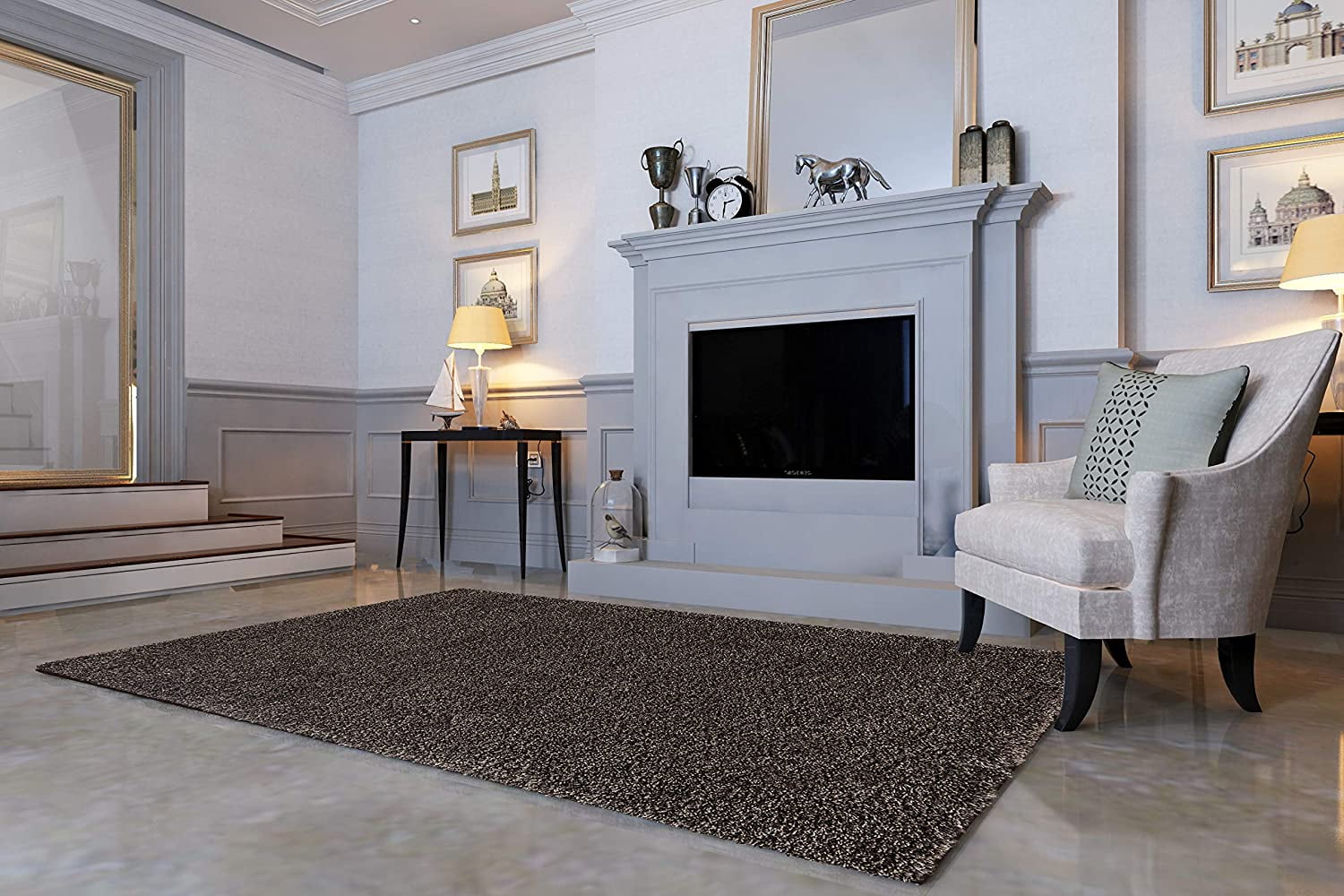 Nourison Feather Soft Contemporary Ivory Blue Area Rug