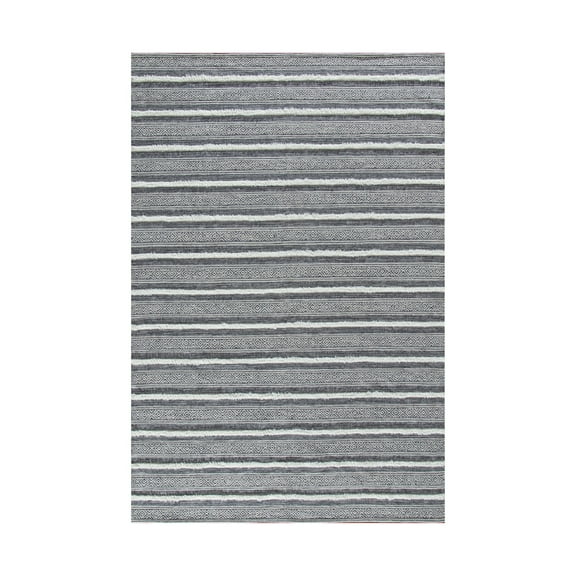 Jani Corrina Charcoal Gray/Natural Cotton Area Rug 5' x 7' 5' x 8'
