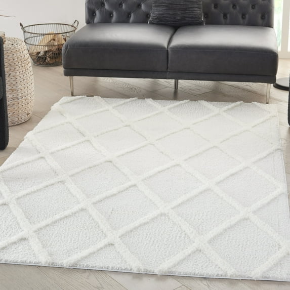 Nourison Feather Soft Trellis Ivory 2'3" x 3'9" Area Rug, (2x4)