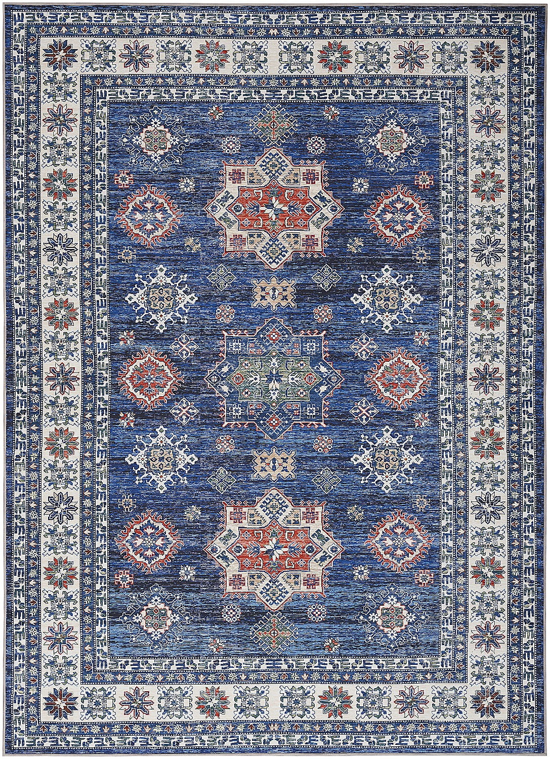 Fulton Vintage Blue Persian-Inspired 7'10" x 9'10" Non-Slip Flatweave Rug