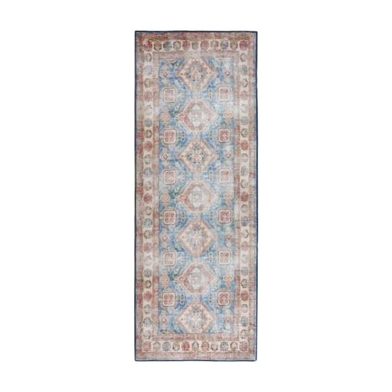 Nourison Fulton Vintage Non-Slip Flatwoven Indoor Rug Blue Ivory 1'10" x 5'