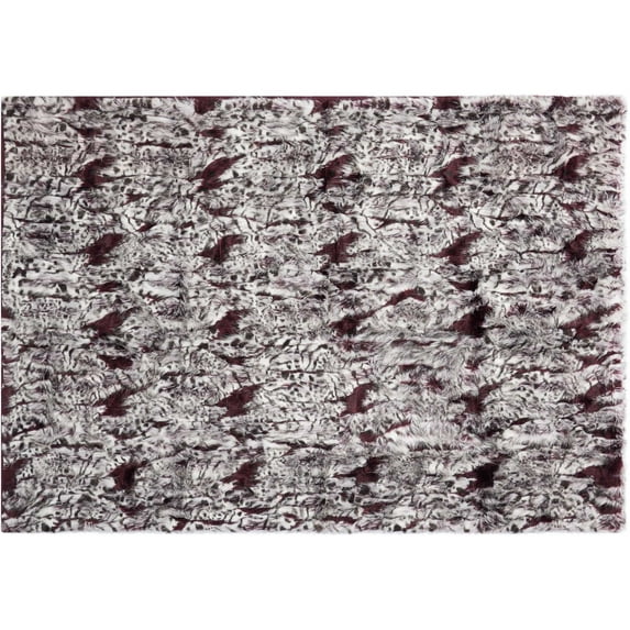 Nourison Fur Burgandy/Ivory Decorative Throw Blanket , 50"X70"