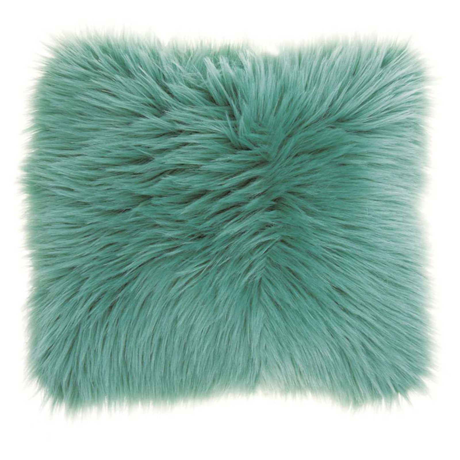 Celadon Faux Fur Square Kids Throw Pillow Set