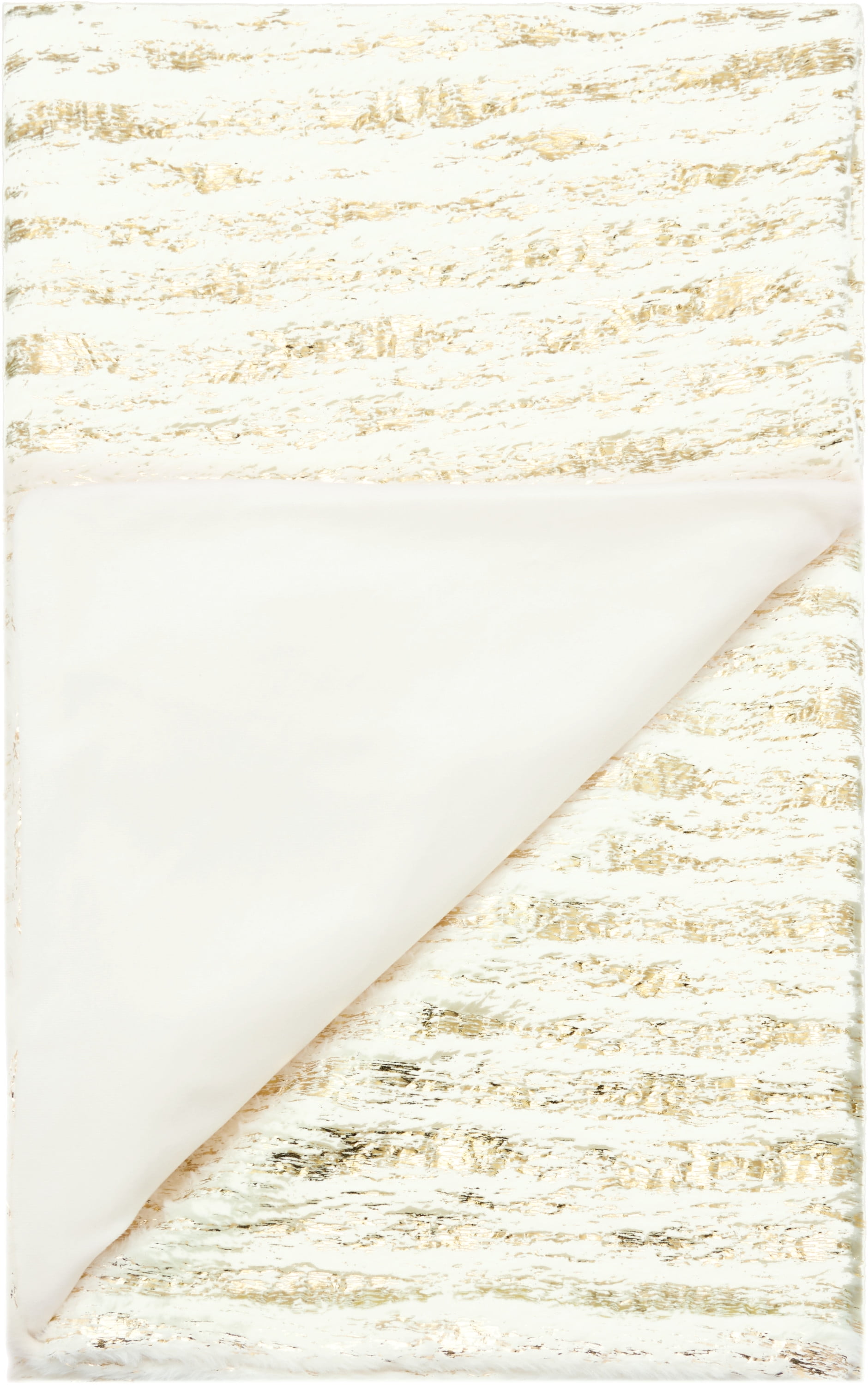 Luxe Ivory Gold 50" x 60" Faux Fur Throw Blanket