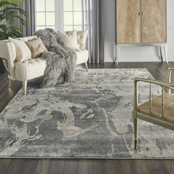 Nourison Fusion Abstract Beige/Grey 7'10" x 10'6" Area Rug, (8x11)