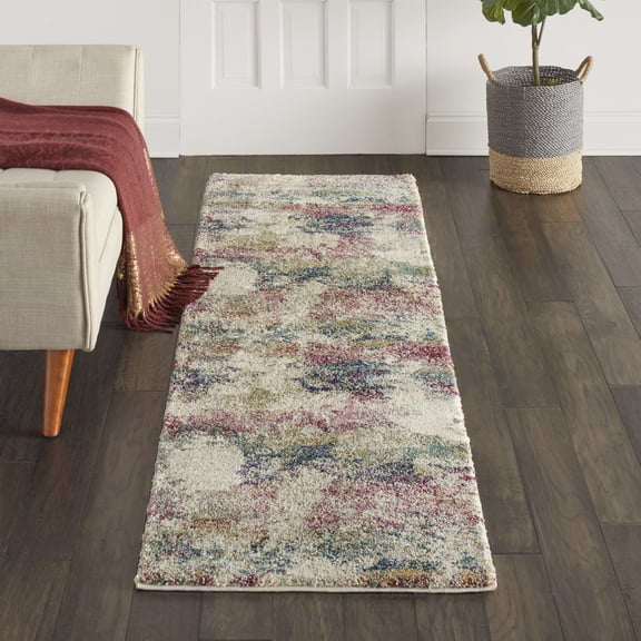 Nourison Fusion Abstract Cream/Multi 2'2" x 7'6" Area Rug, (2x8)