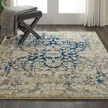 Nourison Fusion Bohemian Cream/Blue 5'3" x 7'3" Area Rug, (5x7)