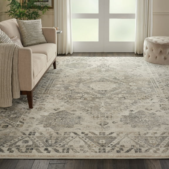 Nourison Fusion Moroccan Vintage Cream/Grey 7'10" x 10'6" Area Rug, (8' x 11')