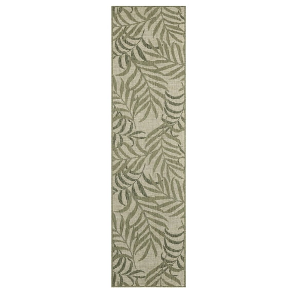 Nourison Garden Oasis 2' x 6' Ivory Green Tropical Indoor Outdoor Area Rug
