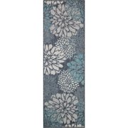 Nourison Garden Oasis 2 x 6 Navy Tropical Indoor/Outdoor Rug