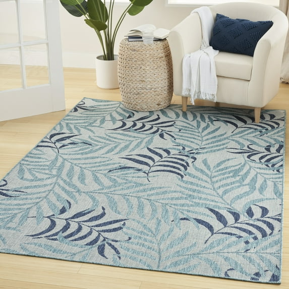 Nourison Garden Oasis Indoor/Outdoor Blue 5' x 7' Area Rug (5x7)