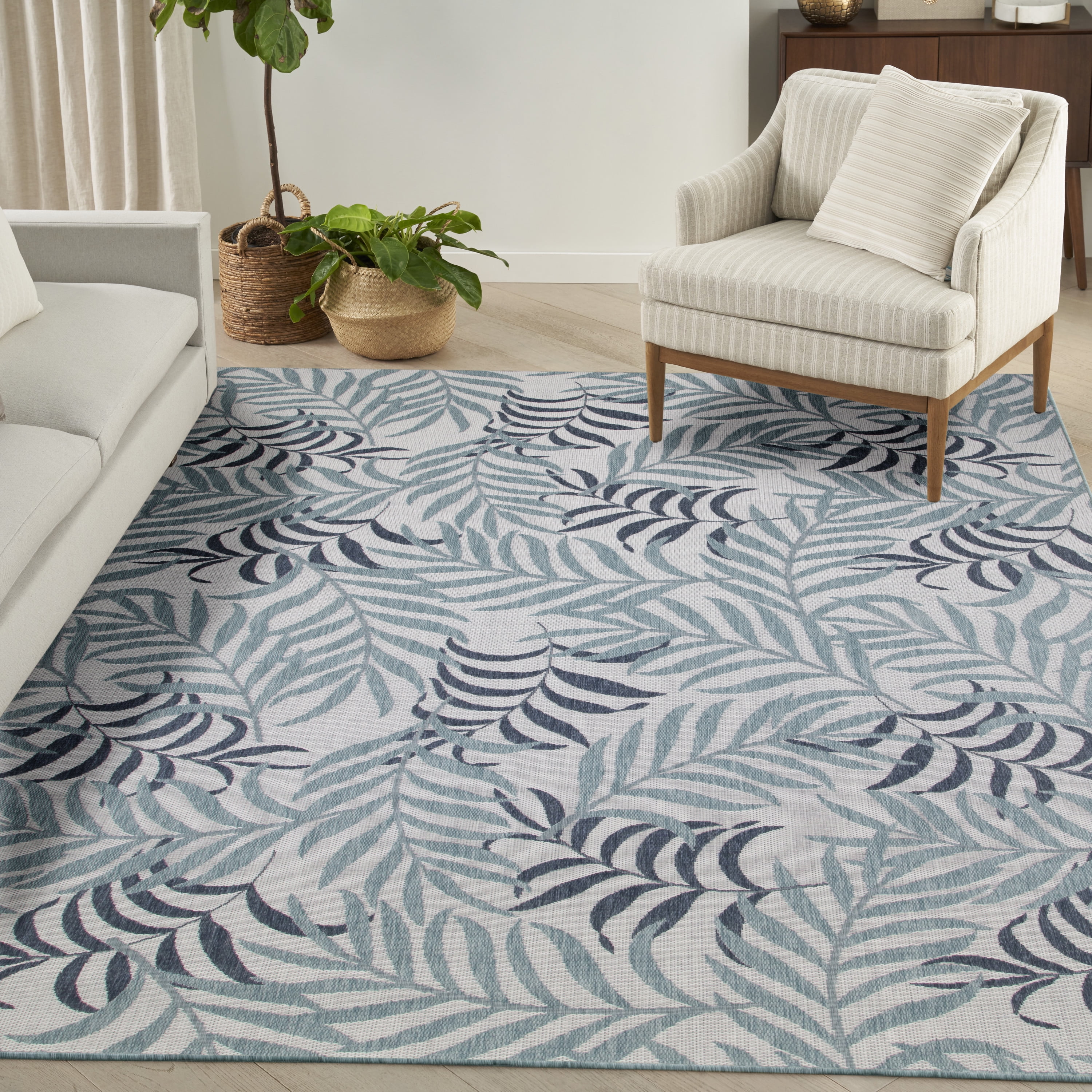 Nourison Garden Oasis Indoor-Outdoor Blue 8' x 10' Area Rug (8x10 ...