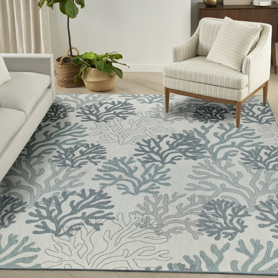 Nourison Garden Oasis Indoor/Outdoor Blue 8' x 10' Area Rug (8x10)