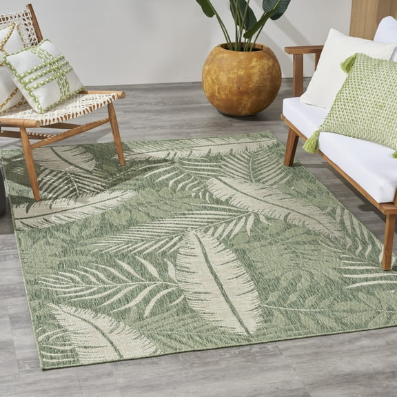 Nourison Garden Oasis Indoor/Outdoor Green Ivory 4' x 6' Area Rug (4x6)
