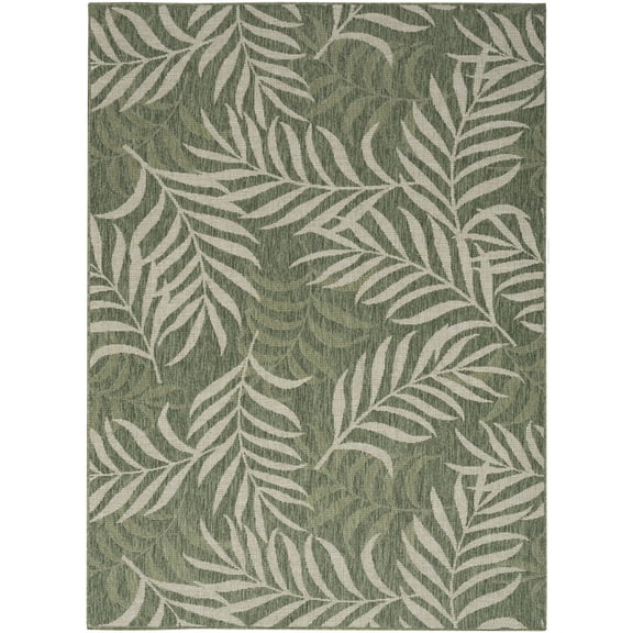 Nourison 5' x 7' Garden Oasis Tropical Flatweave Indoor Outdoor Area Rug Green Ivory