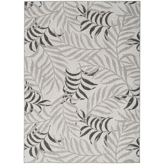 Nourison 5' x 7' Garden Oasis Tropical Flatweave Indoor Outdoor Area Rug Grey