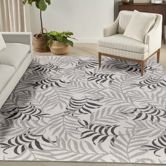 Nourison Garden Oasis Indoor-Outdoor Grey 8' x 10' Area Rug (8x10)