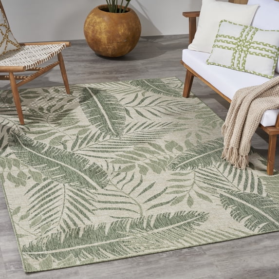 Nourison Garden Oasis Indoor/Outdoor Ivory Green 4' x 6' Area Rug (4x6)