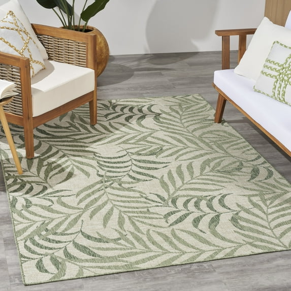 Nourison Garden Oasis Indoor/Outdoor Ivory Green 6' x 9' Area Rug (6x9)