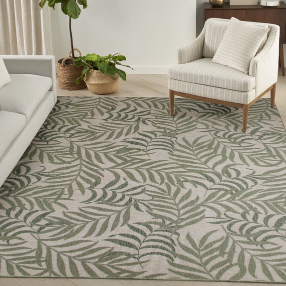 Nourison Garden Oasis Indoor/Outdoor Ivory Green 9' x 12' Area Rug (9x12)