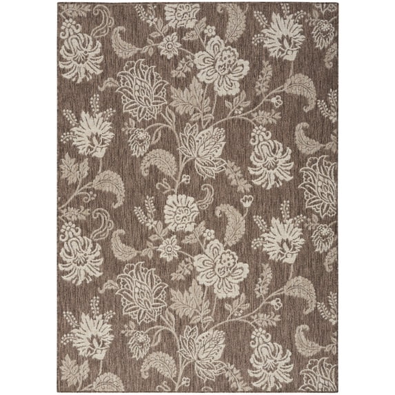 Nourison 4' x 6' Garden Oasis Flatweave Indoor Outdoor Area Rug Mocha