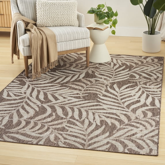 Nourison Garden Oasis Indoor/Outdoor Mocha 4' x 6' Area Rug (4x6)