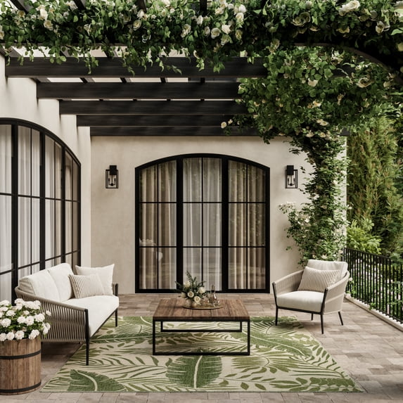Nourison Garden Oasis 10' x 14' Ivory Green Outdoor Rug