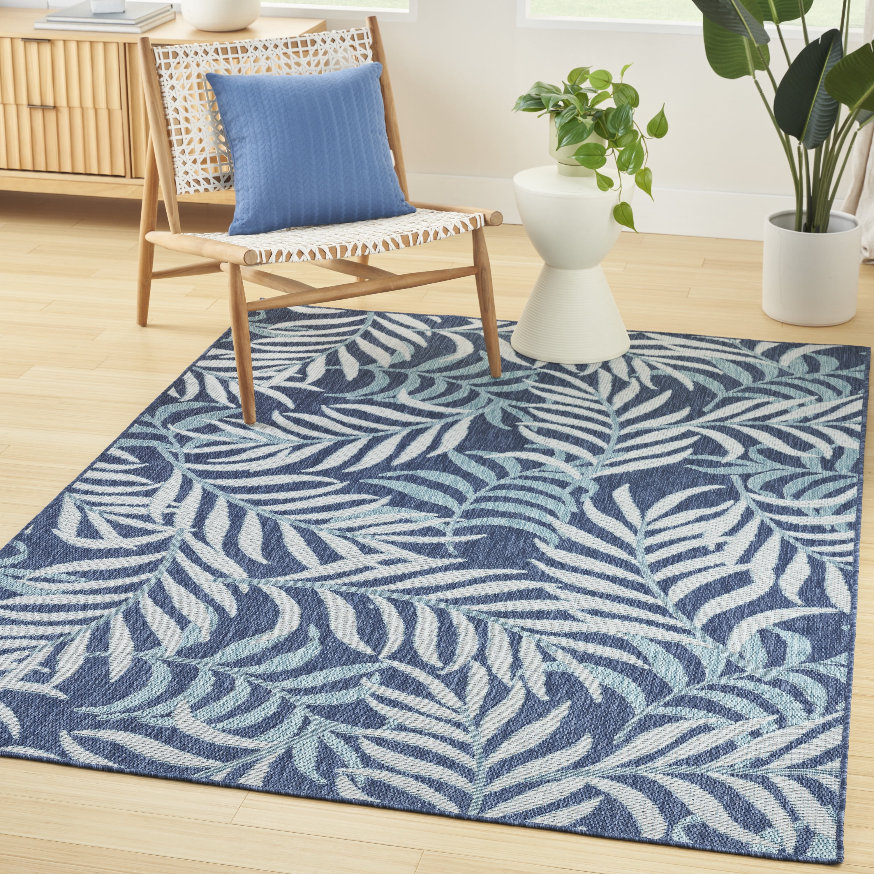 Nourison Garden Oasis Indoor/Outdoor Navy 6' x 9' Area Rug (6x9 ...