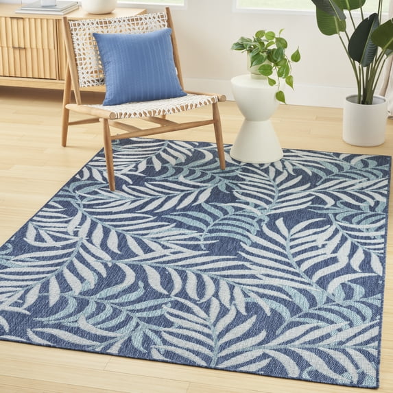Nourison Garden Oasis Indoor/Outdoor Navy 6' x 9' Area Rug (6x9)