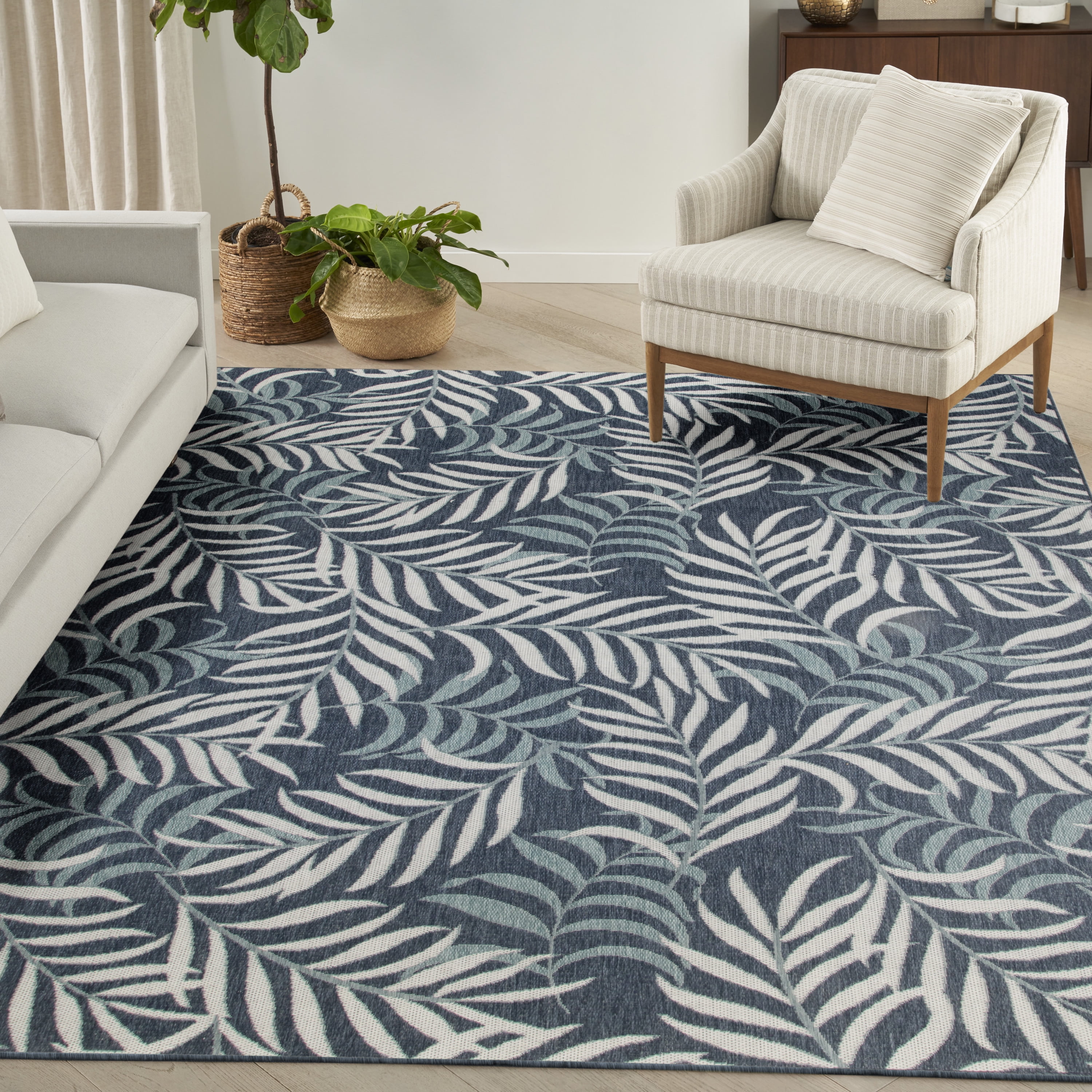 Nourison Garden Oasis Indoor/Outdoor Navy 9' x 12' Area Rug (9x12 ...