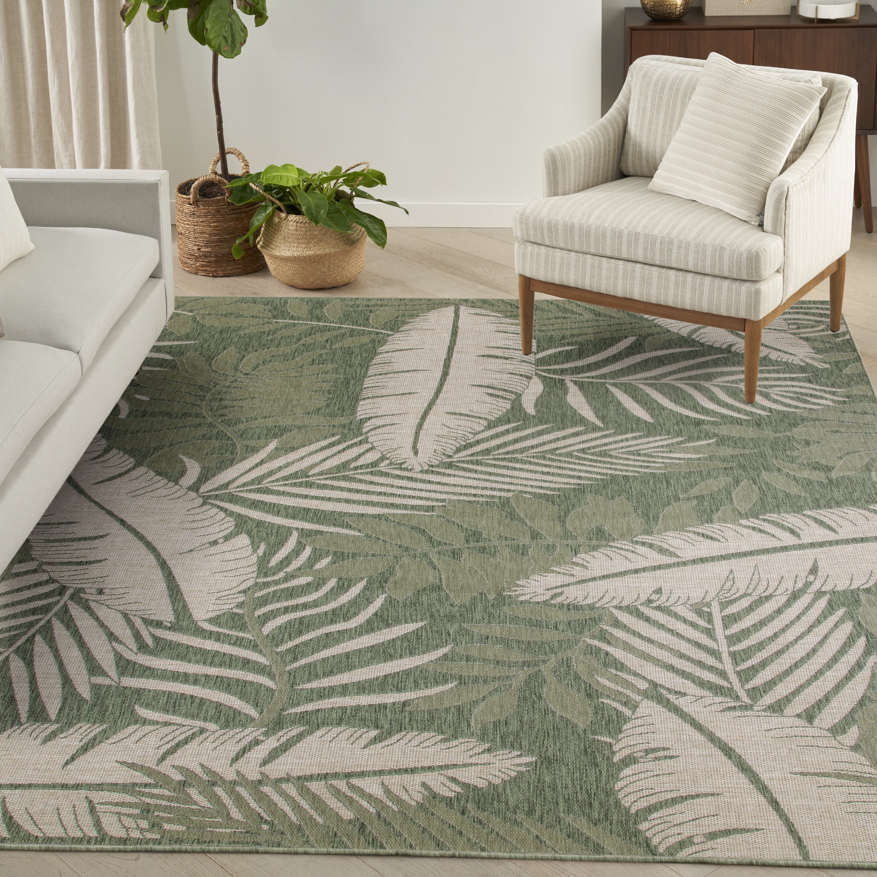 Nourison Garden Oasis Tropical Green Ivory 8' x 10' Area Rug (8x10)