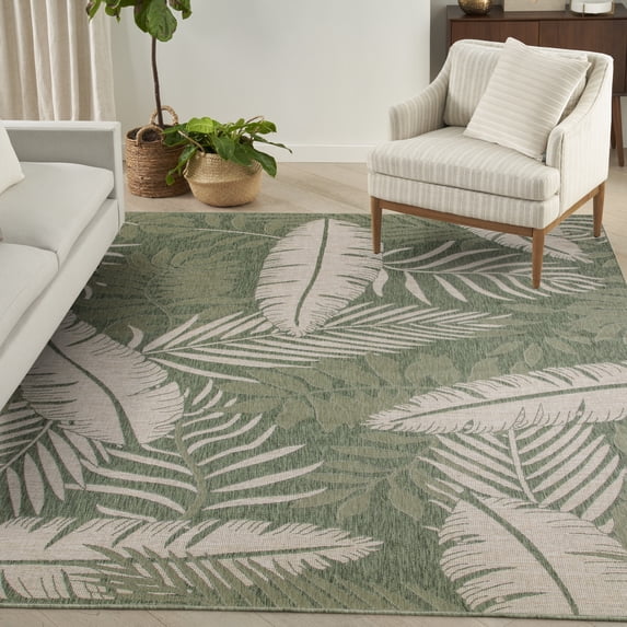 Nourison Garden Oasis Tropical Green Ivory 8' x 10' Area Rug (8x10)