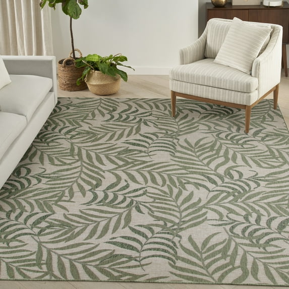 Nourison Garden Oasis Tropical Ivory Green 8' x 10' Area Rug (8x10)