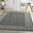 thumbnail image 1 of Nourison Garden Party Indoor/Outdoor Transitional Bordered Charcoal 6' x 9' Area Rug, (6' x 9'), 1 of 10