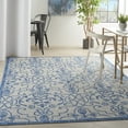 thumbnail image 1 of Nourison Garden Party Indoor/Outdoor Transitional Damask Ivory/Blue 6' x 9' Area Rug, (6' x 9'), 1 of 10