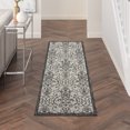 thumbnail image 1 of Nourison Garden Party Indoor/Outdoor Transitional Damask Ivory/Charcoal 2'2" x 7'6" Area Rug, (8' Runner), 1 of 8