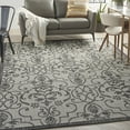 thumbnail image 1 of Nourison Garden Party Indoor/Outdoor Transitional Damask Ivory/Charcoal 6' x 9' Area Rug, (6' x 9'), 1 of 10