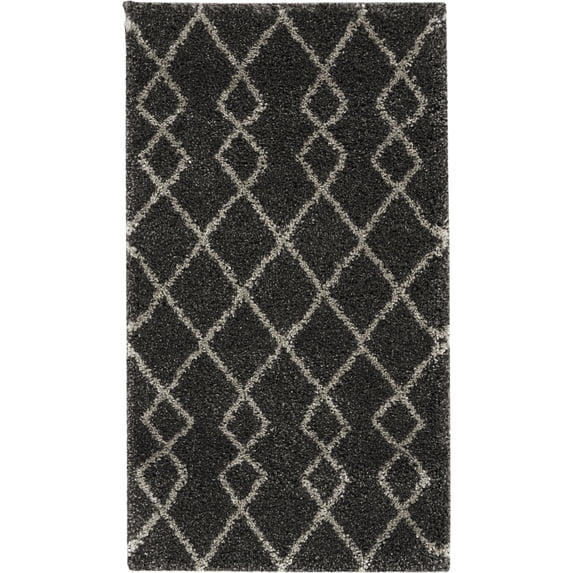 Nourison Geometric Shag GOS01 Charcoal/Gray Indoor Area Rug - 2'2X3'9