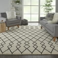 thumbnail image 1 of Nourison Geometric Shag Tribal Ivory/Charcoal 8'10" x 12' Area Rug, (9x12), 1 of 9