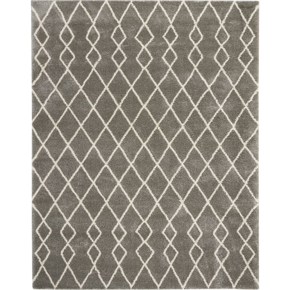 Nourison Geometric Shag GOS01 Silver/Gray/White Indoor Area Rug - 7'10X9'10